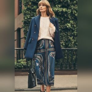 Ann Taylor A-Line Skirt with Chain Design - Blue and Green